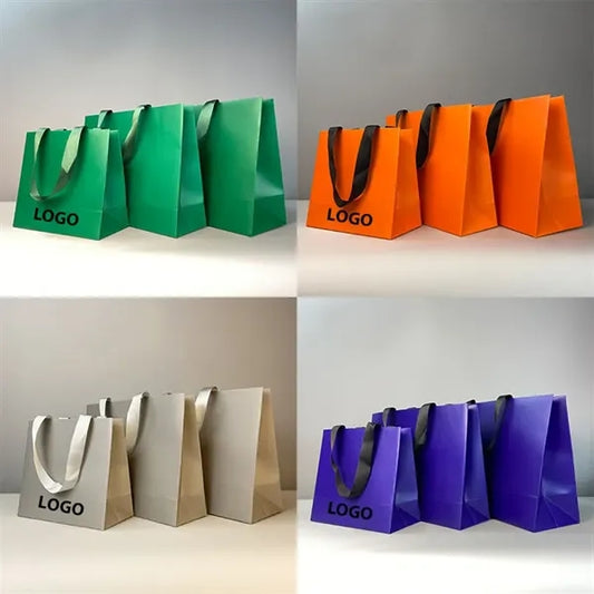 Medium Size Matte Laminated Paper Bag with Ribbon Handles