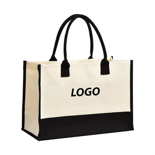 Two Color Canvas Tote Bag 17 x 12 x 8 "
