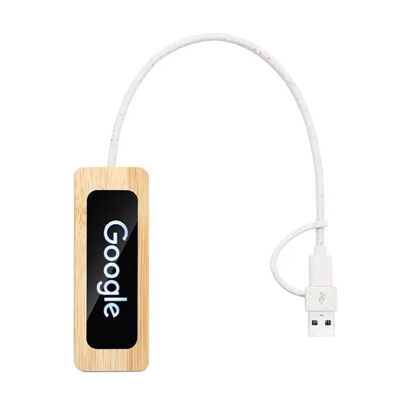 Bamboo 4 Ports LED Logo USB Hub