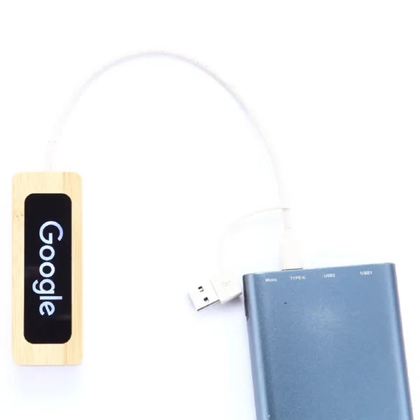 Bamboo 4 Ports LED Logo USB Hub