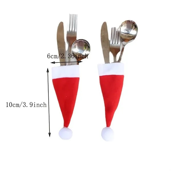 Christmas Mini Santa Hat Cutlery Set Holders