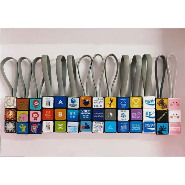 3-in-1 Rotate Cube Charging Cables Keychain
