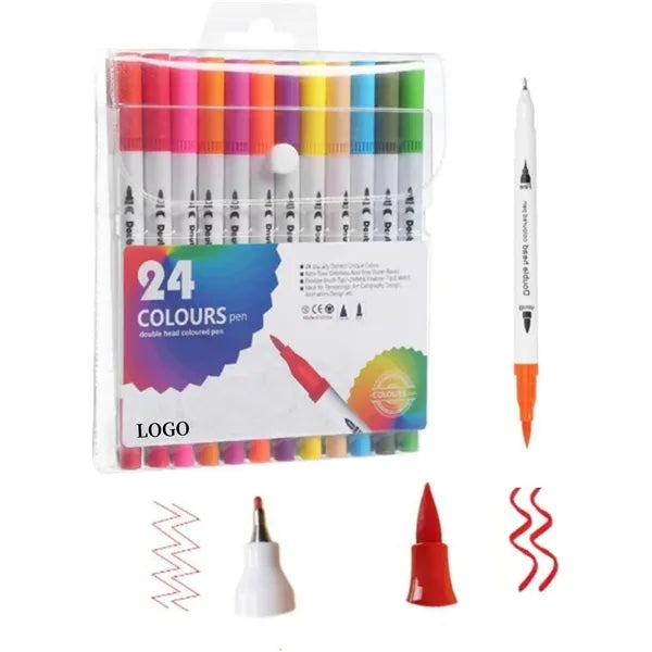 24 Colors Dual Tip Acrylic Paint Pens For Rock Paintin