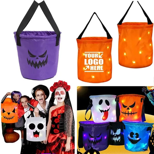 LED Glow Halloween Basket Candy Bucket