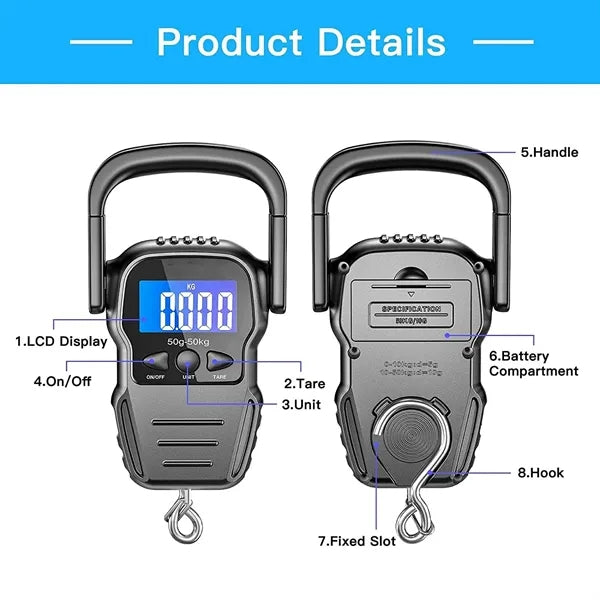 110lb/50kg Luggage Scale Digital With Measuring Tape