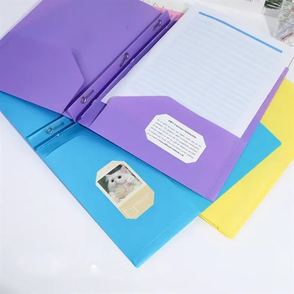 Plastic Folders with Pockets and Prongs for Office, School