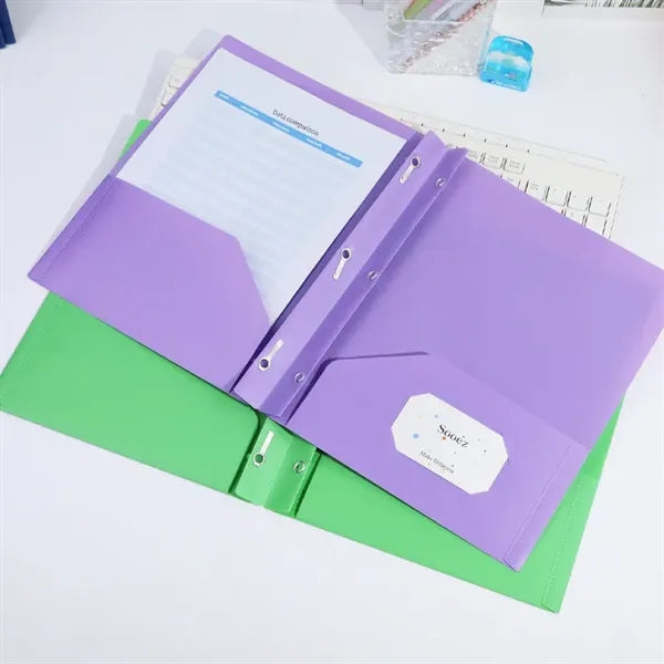 Plastic Folders with Pockets and Prongs for Office, School