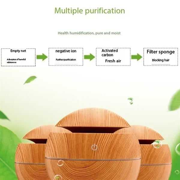 Portable Quiet Wood Grain Mini Essential Oil Diffuser