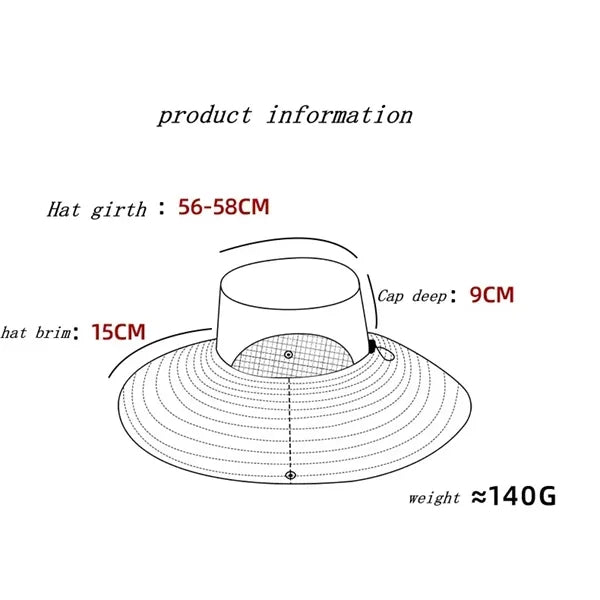 Visor fishing Oversized brim bucket hat
