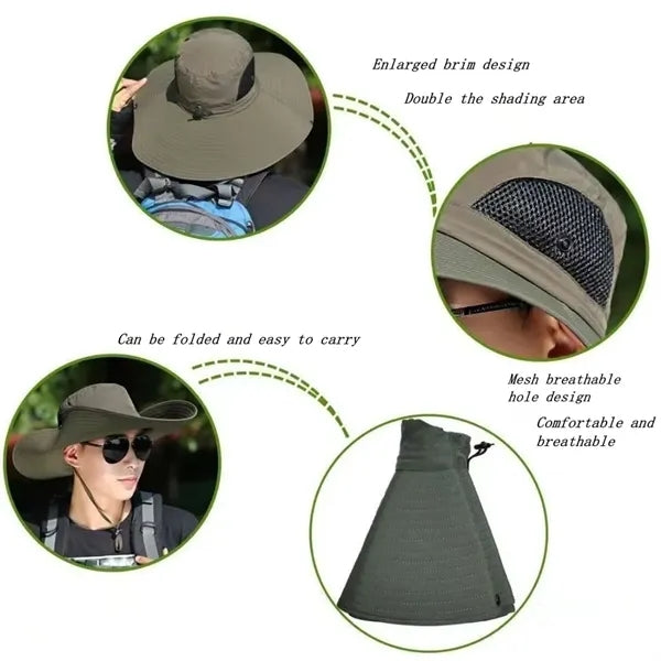 Visor fishing Oversized brim bucket hat