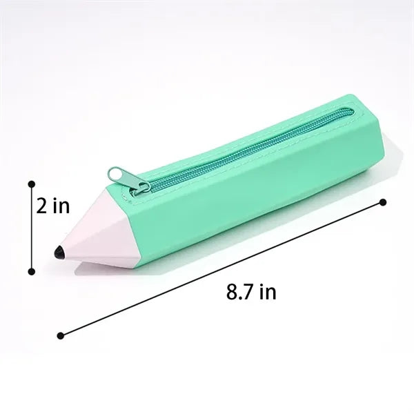 Pencil Shape Zipped Large Capacity Silicone Pen Pouch Case