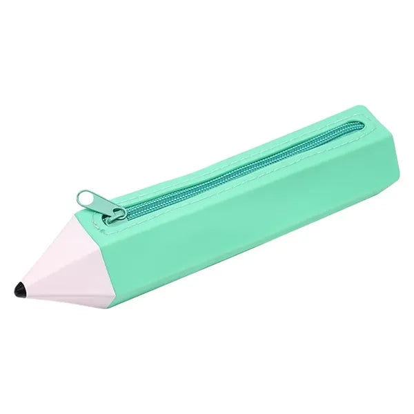 Pencil Shape Zipped Large Capacity Silicone Pen Pouch Case