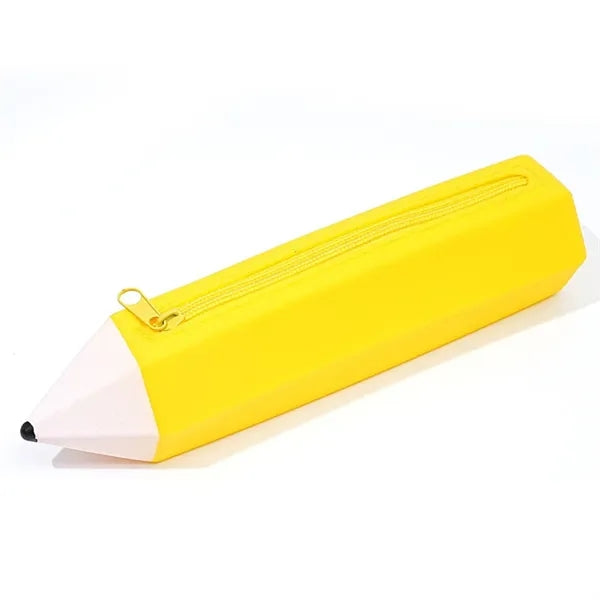 Pencil Shape Zipped Large Capacity Silicone Pen Pouch Case