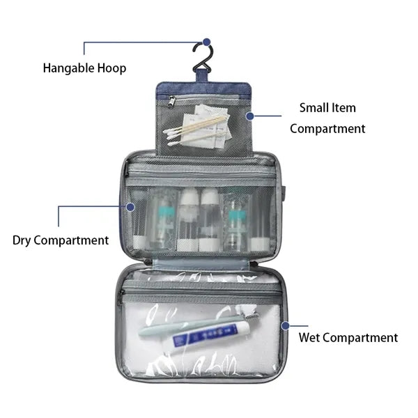 Foldable Hanging Multiple Compartment Toiletry Cosmetic Bag