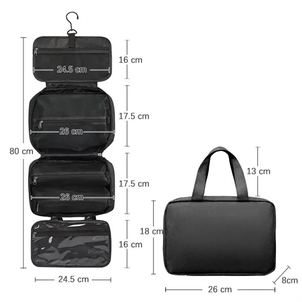 Foldable Hanging Multiple Compartment Toiletry Cosmetic Bag