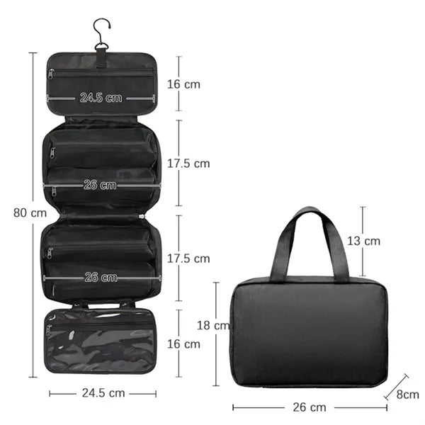 Foldable Hanging Multiple Compartment Toiletry Cosmetic Bag