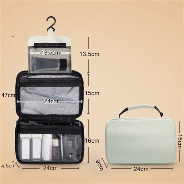 Foldable Hanging Multiple Compartment Toiletry Cosmetic Bag