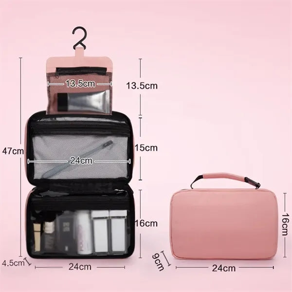 Foldable Hanging Multiple Compartment Toiletry Cosmetic Bag