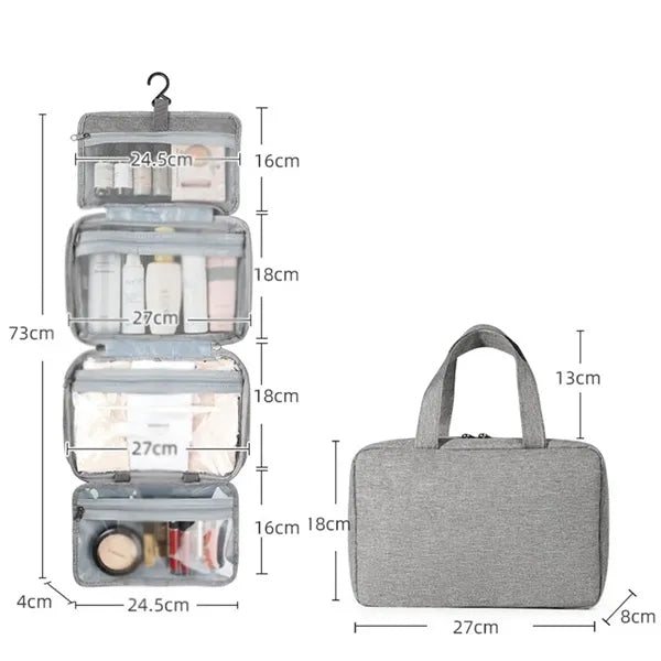 Foldable Hanging Multiple Compartment Toiletry Cosmetic Bag