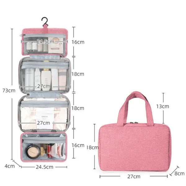 Foldable Hanging Multiple Compartment Toiletry Cosmetic Bag