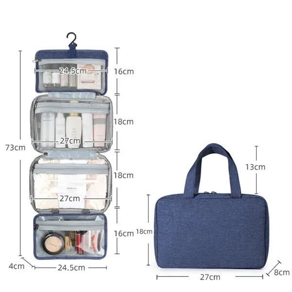 Foldable Hanging Multiple Compartment Toiletry Cosmetic Bag