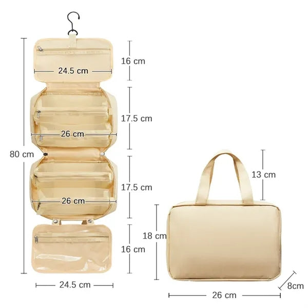 Foldable Hanging Multiple Compartment Toiletry Cosmetic Bag