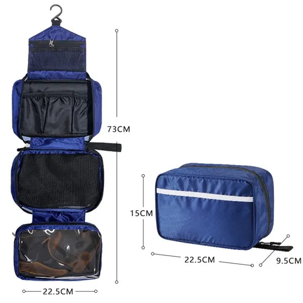 Foldable Hanging Multiple Compartment Toiletry Cosmetic Bag