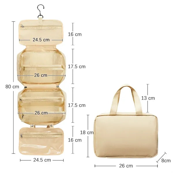 Foldable Hanging Multiple Compartment Toiletry Cosmetic Bag