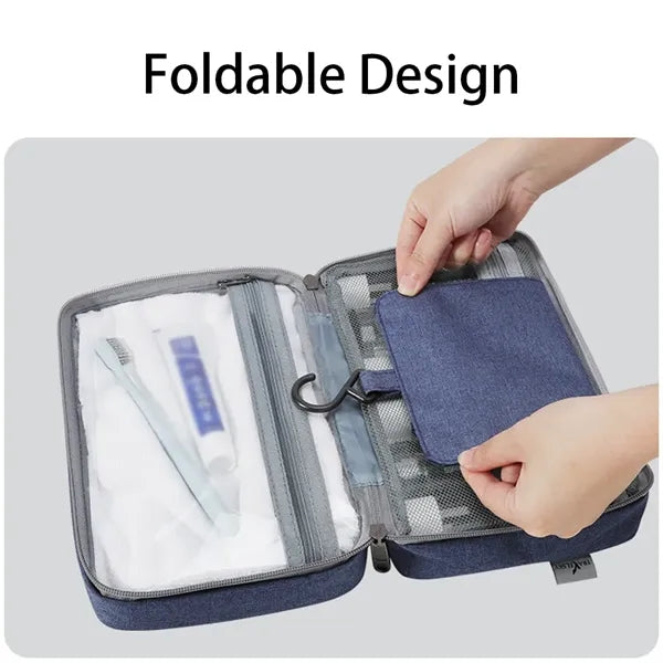 Foldable Hanging Multiple Compartment Toiletry Cosmetic Bag
