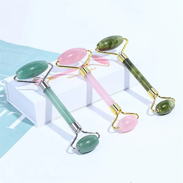 Rose Jade Face Massager Roller Dual-Sided Gua Sha Set Gift