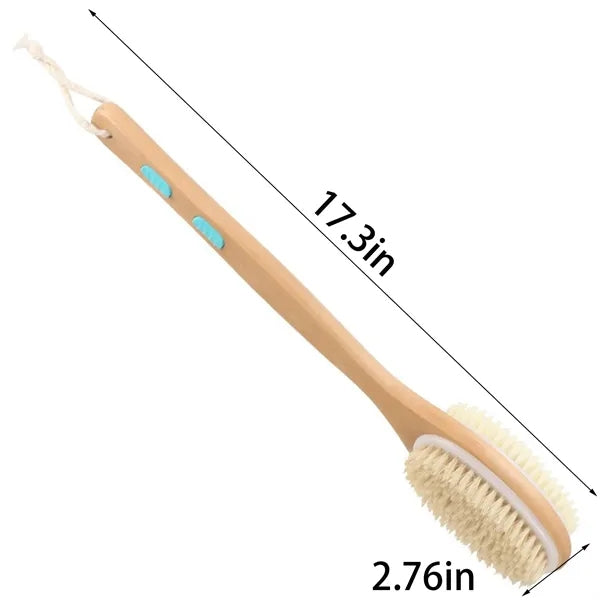 Dual-Sided Bristle Brush Wet Dry Long Handle Scrubber