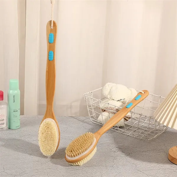 Dual-Sided Bristle Brush Wet Dry Long Handle Scrubber