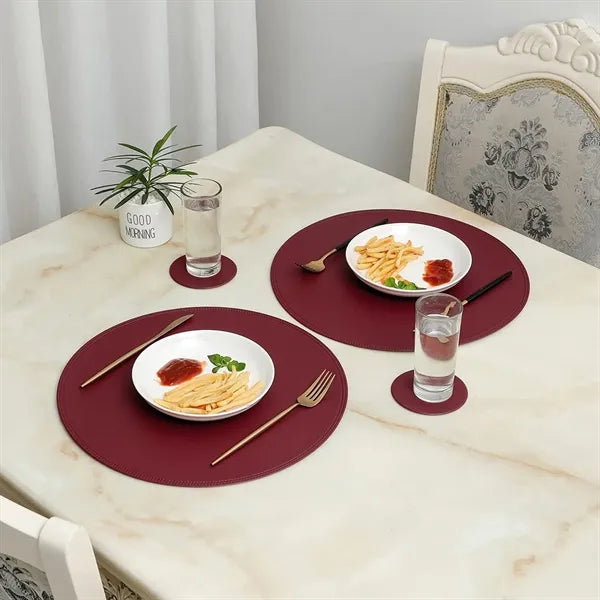 15" Round Leather Placemat