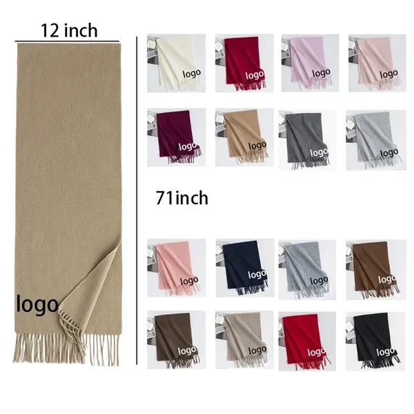 MOQP50PCS 100% Wool Scarf Soft and Warm with Fringed Edges