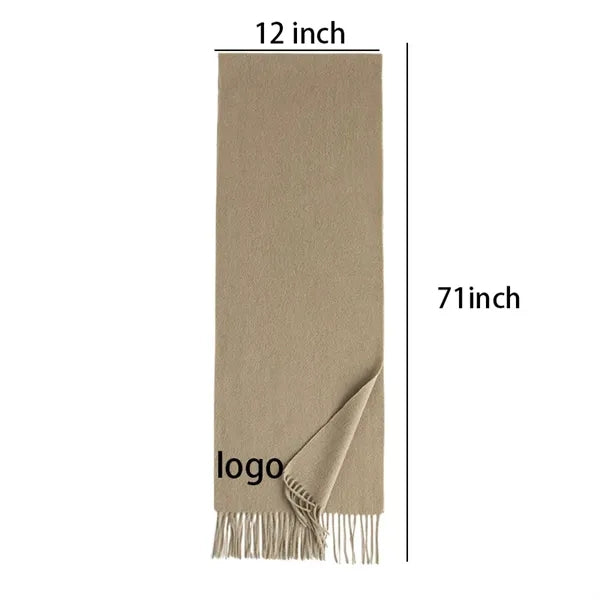 MOQP50PCS 100% Wool Scarf Soft and Warm with Fringed Edges
