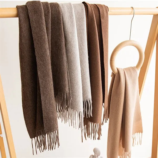 MOQP50PCS 100% Wool Scarf Soft and Warm with Fringed Edges