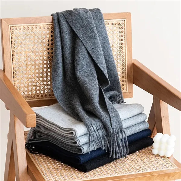 MOQP50PCS 100% Wool Scarf Soft and Warm with Fringed Edges