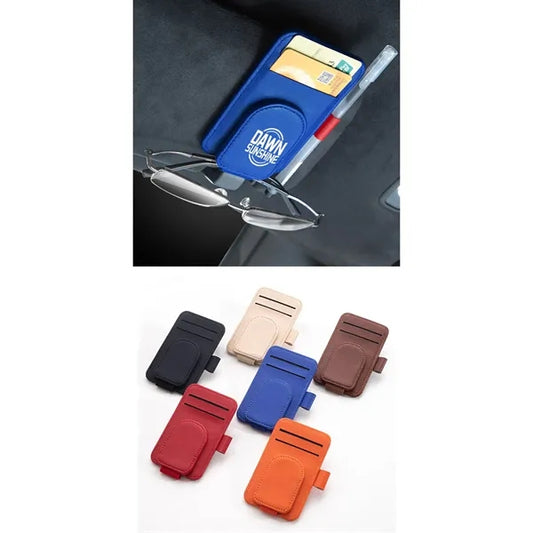 Pu Leather Auto Visor Glasses Storage Magnetic Clip Eyeglass