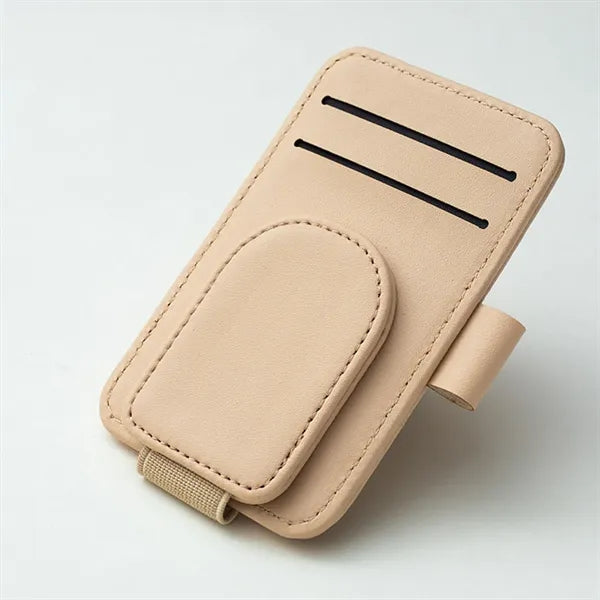 Pu Leather Auto Visor Glasses Storage Magnetic Clip Eyeglass