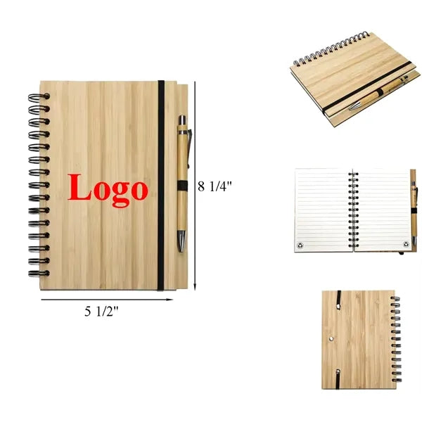 Eco-Friendly A5 Bamboo Hardcover Notebook Ballpoint Pen Set