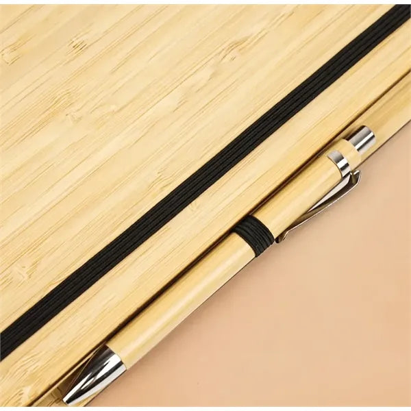 Eco-Friendly A5 Bamboo Hardcover Notebook Ballpoint Pen Set