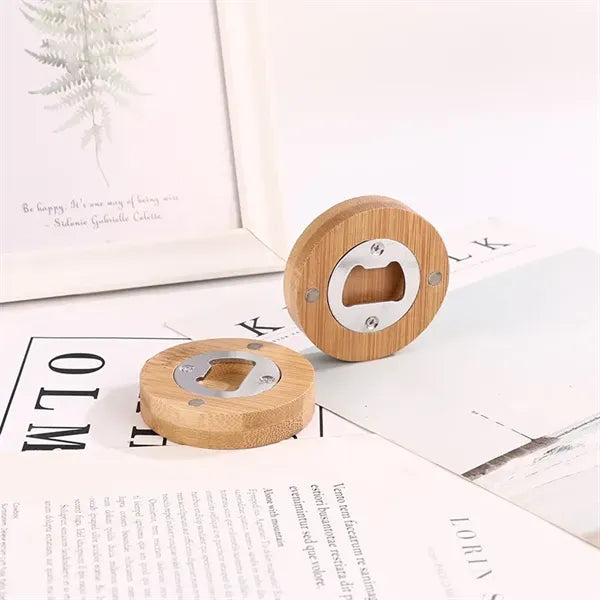 Wooden Round Beer Bottle Opener