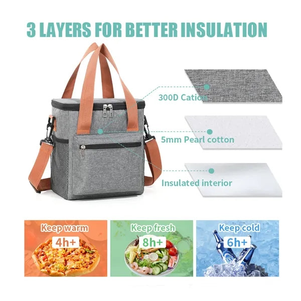 Insulated Portable Big Leakproof Crossbody Lunch Cooler Bag