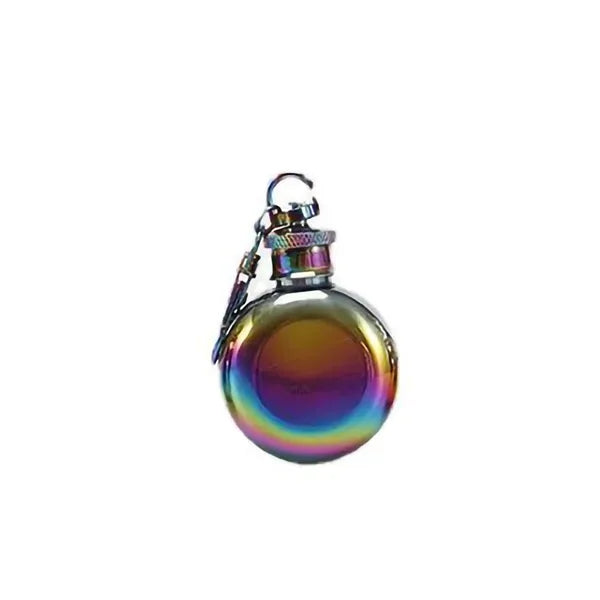 1oz Stainless Steel Round Keychain Portable Shot Flask