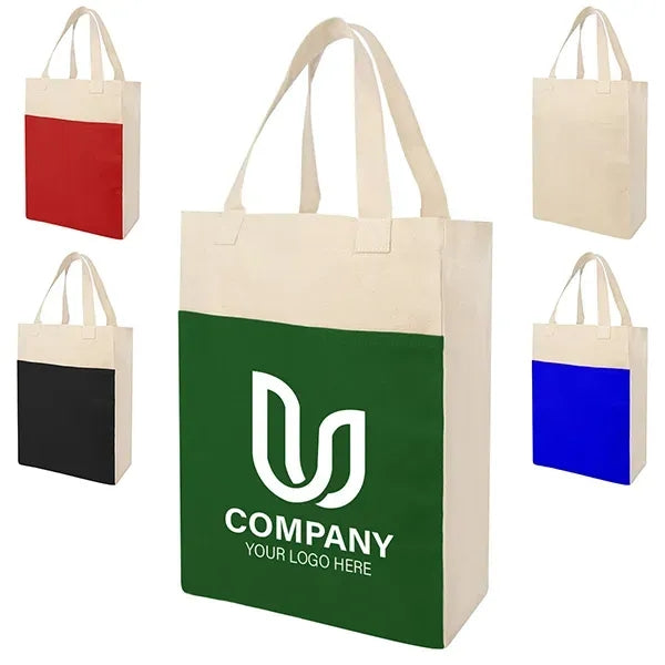 Canvas Shopper Tote Bag With Front Pocket
