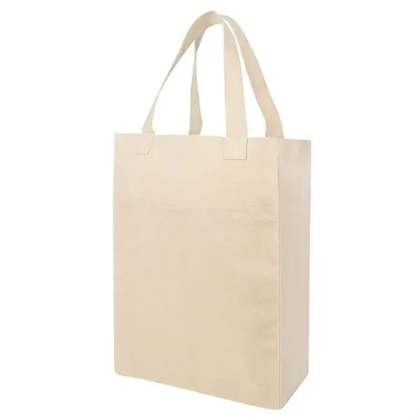 Canvas Shopper Tote Bag With Front Pocket