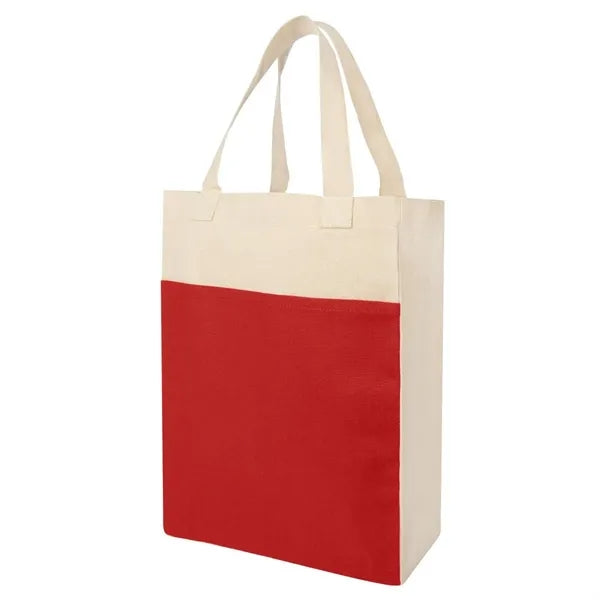 Canvas Shopper Tote Bag With Front Pocket