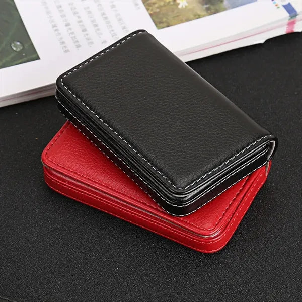 Faux Leather Business Card Holder with Magnetic Closure