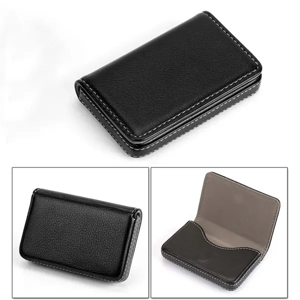 Faux Leather Business Card Holder with Magnetic Closure