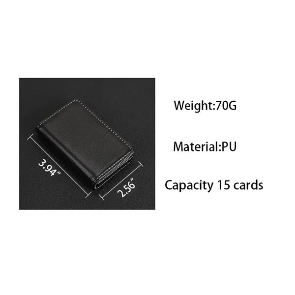 Faux Leather Business Card Holder with Magnetic Closure